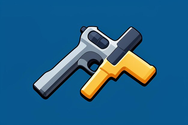 Pistol toy cartoon icon virtual item game prop simple style gun weapon illustration ui design