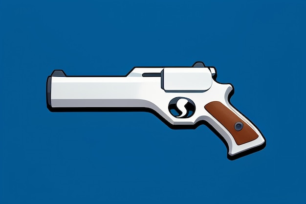 Фото Пистолет, игрушка, мультяшный значок, виртуальный предмет, игровая опора, простой стиль, пистолет, оружие, иллюстрация, дизайн пользовательского интерфейса