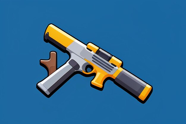 Photo pistol toy cartoon icon virtual item game prop simple style gun weapon illustration ui design