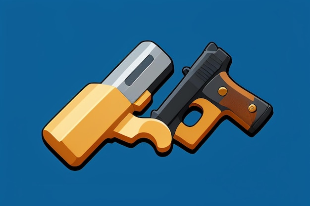 Фото Пистолет игрушка мультфильм икона виртуальный предмет игра реквизит простой стиль пистолет оружие иллюстрация дизайн пользовательского интерфейса