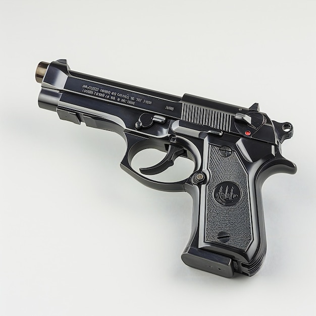 Pistol on a white background Closeup shot