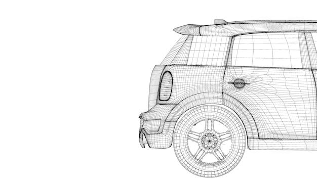 Pistons, V8 engine, body structure, wire model