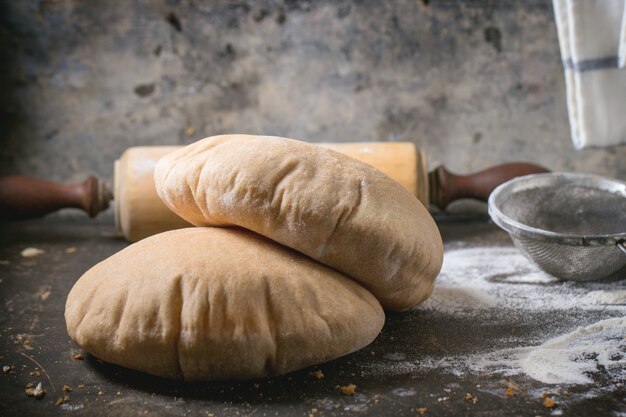 Pita bread on concrete