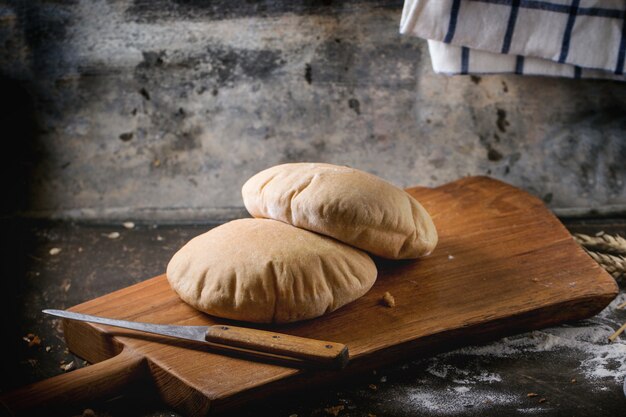 Pita bread on concrete