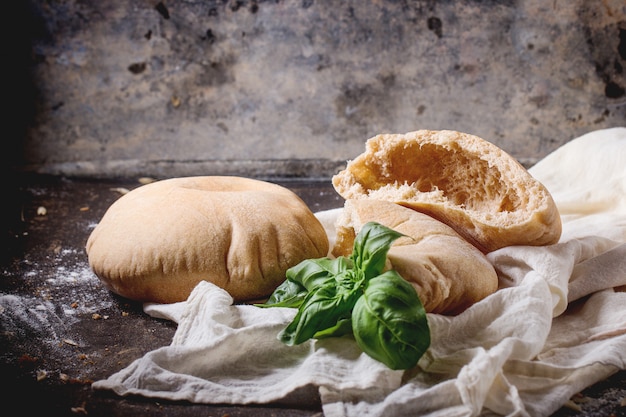 Pita bread on concrete