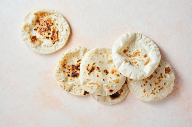 Pita bread on a table