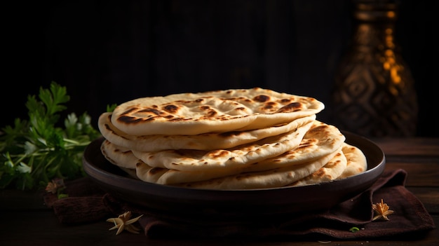 Pitabroodje op donker Arabisch Libanees brood als achtergrond