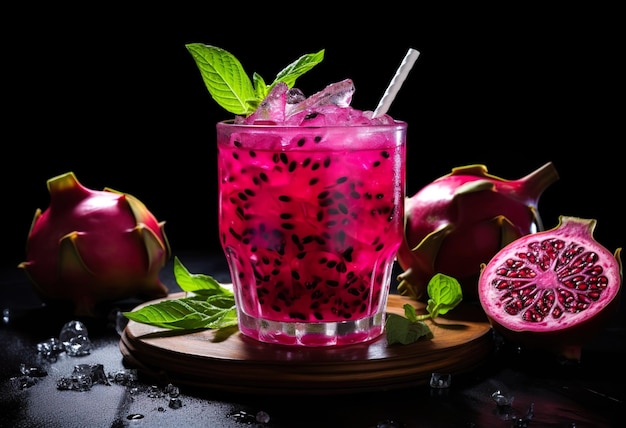 Pitahaya or dragon fruit mojito