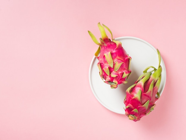 Pitaya or dragonfruit in a plate 