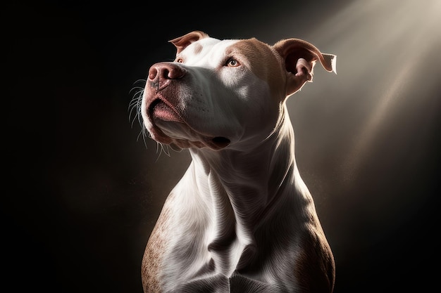 pitbull close-up met verlichting op de achtergrond