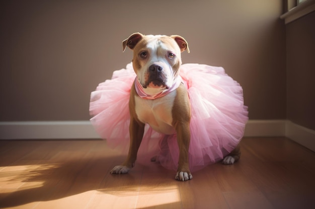 Pitbull die een tutu draagt