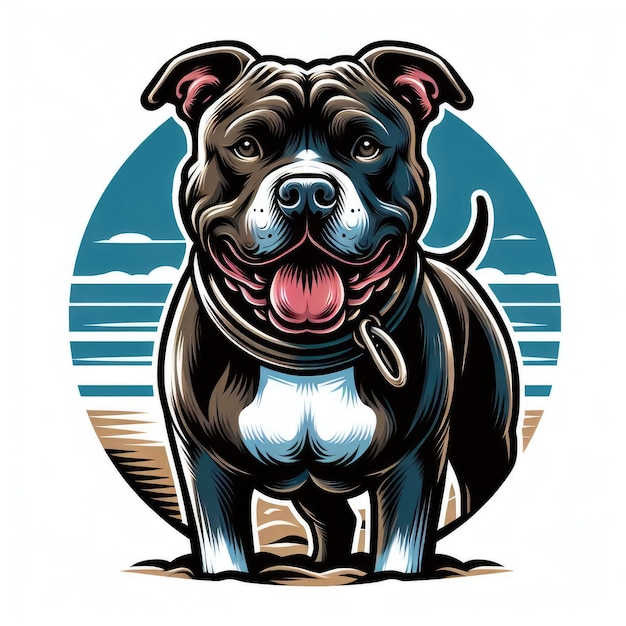 Pitbull Playtime Whimsical Artwork of Energetic Canines
