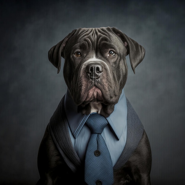 Pitbull portrait dog wearing a tie