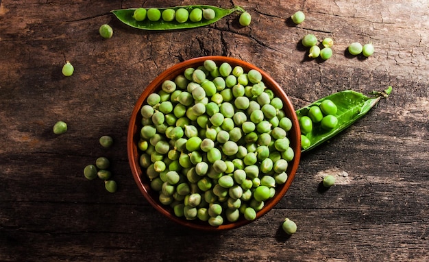 Pitcher of fresh green peas