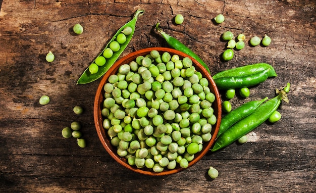 Pitcher of fresh green peas