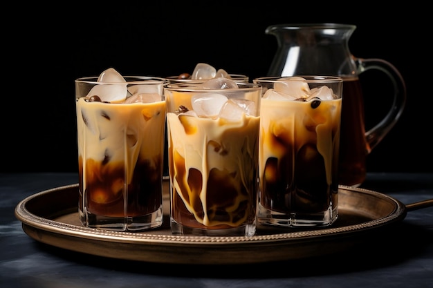 Кувшин с кофе латте со льдом готов к розливу Generative Ai