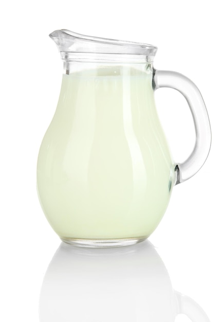 Pitcher of milk isolated on white