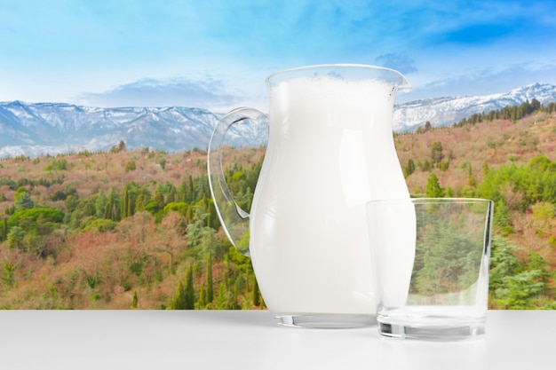 Pitcher  with some milk