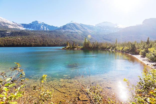 Pittoreske rotsachtige toppen van het Glacier National Park, Montana, USA