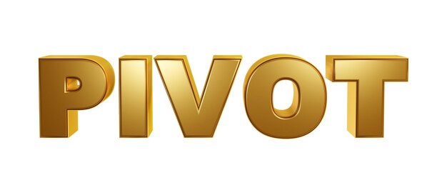 Pivot golden text typography logotype modern 3d metallic shiny gold effect