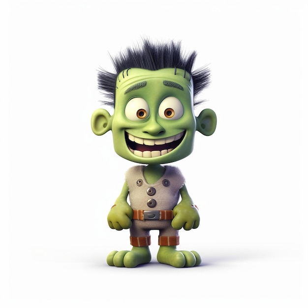 Pixar_cartoon_cute_friendly_healthy_little_frankenstein