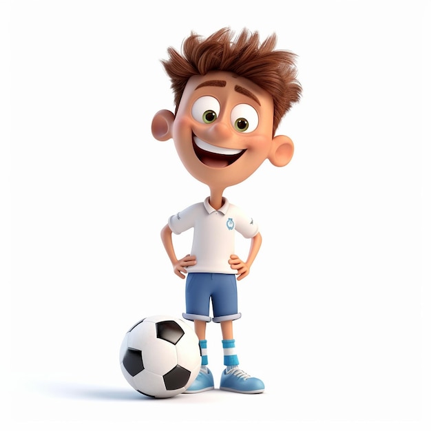 Pixar cartoon cute friendly little cute soccer player