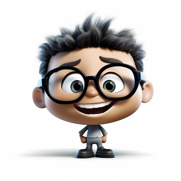 Pixar cartoon schattig vriendelijk gezond schattig kleine bril op witte achtergrond