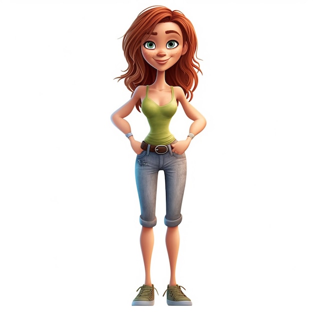 Pixar cartoon schattige vriendelijke gezonde schattige kleine magere vrouw