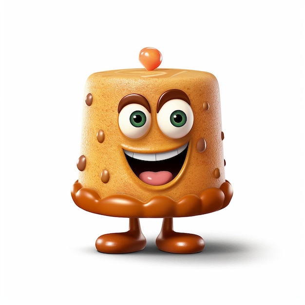 Pixar cartoon schattige vriendelijke kleine taart glimlachend