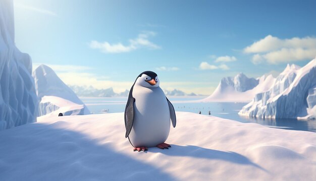 Foto pinguino pixar sul mare artico