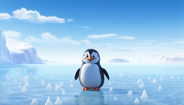 pixar penguin by the arctic sea