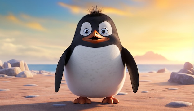 pixar penguin by the arctic sea