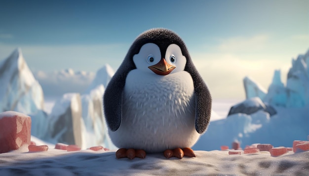 pixar penguin by the arctic sea