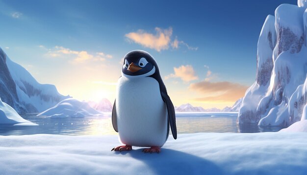pixar penguin by the arctic sea