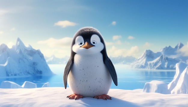 pixar penguin by the arctic sea