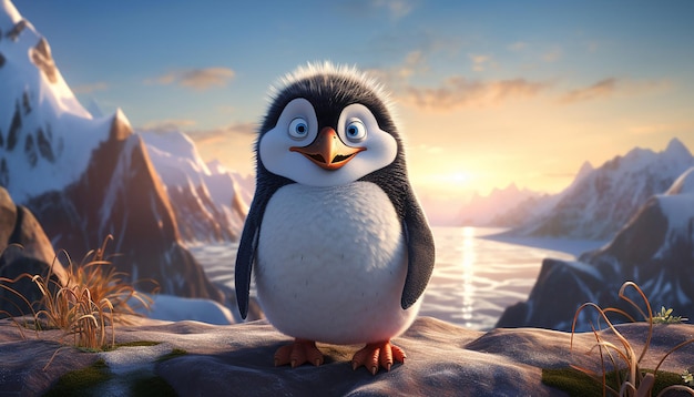 pixar penguin by the arctic sea