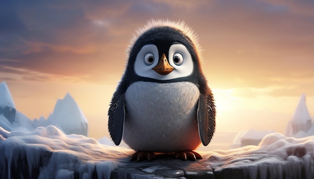 pixar penguin by the arctic sea