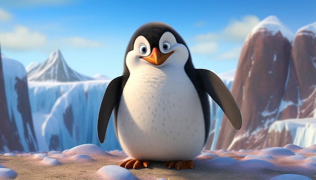 pixar penguin by the arctic sea