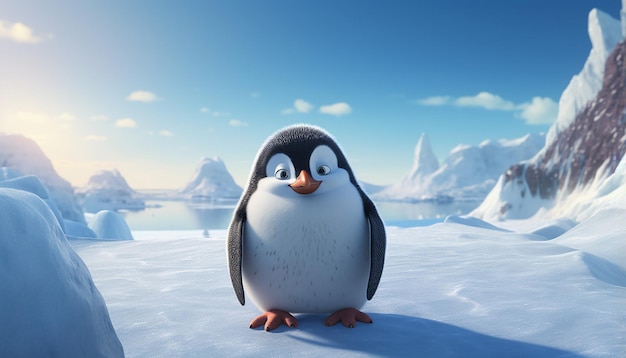 pixar penguin by the arctic sea