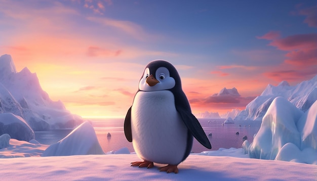 pixar penguin by the arctic sea