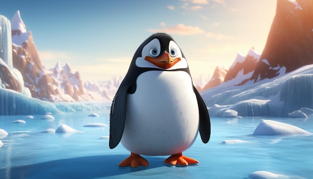 pixar penguin by the arctic sea