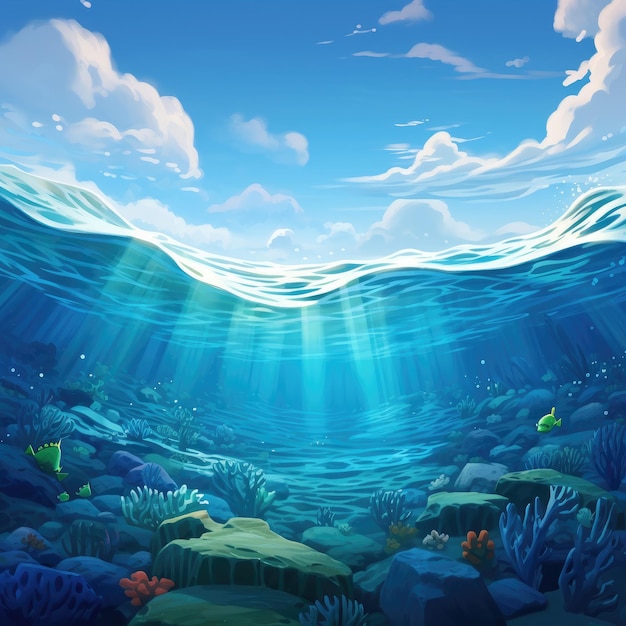 Premium AI Image  Pixar's Captivating Oceanic Animation A Dive