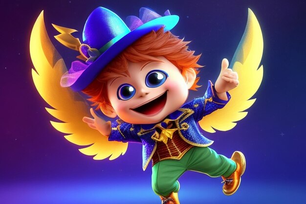 Pixar style fairies leprechaun kids love unicorn cartoon character fairy