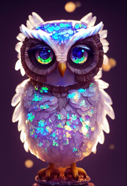 Фото pixarpunk big eyes cute owl generative ai