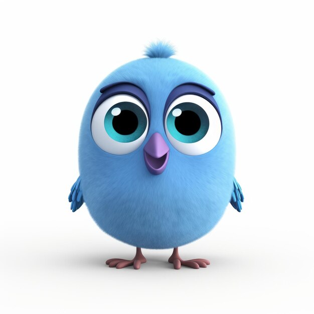 Pixarstyle Твиттер птица на белом фоне