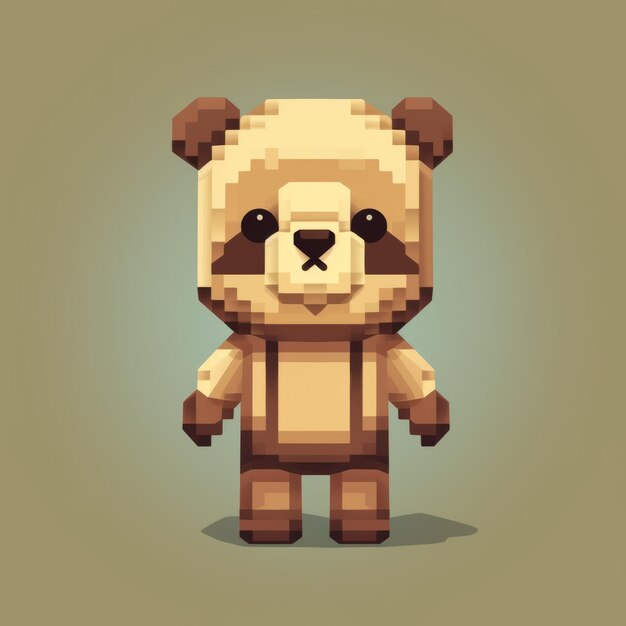 Photo pixel art bear accurate and detailed chinese iconography inspired character