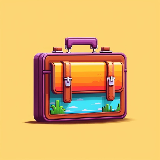 Pixel Art Briefcase With Vibrant Colors By Pixelplantmaster