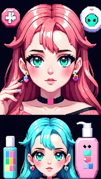 Foto cosmetici pixel art care