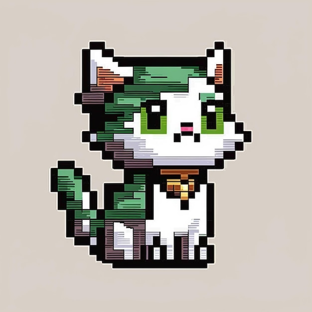 pixel art of a cat with a bow and a bow tie generative ai