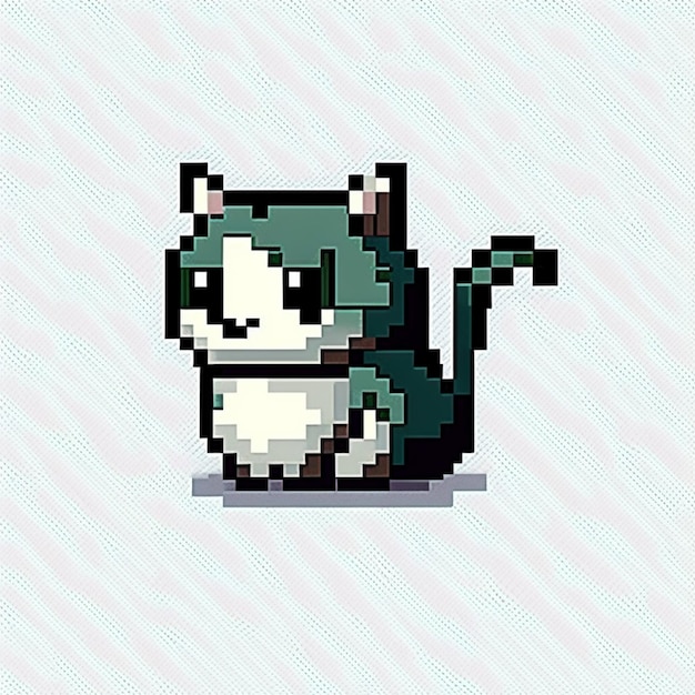 pixel art of a cat with a tail and tail sticking out generative ai